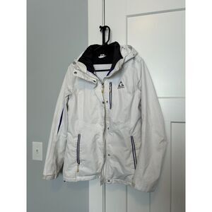 Gerry Brand Woman's Coat, White with Black Lining, Size Medium